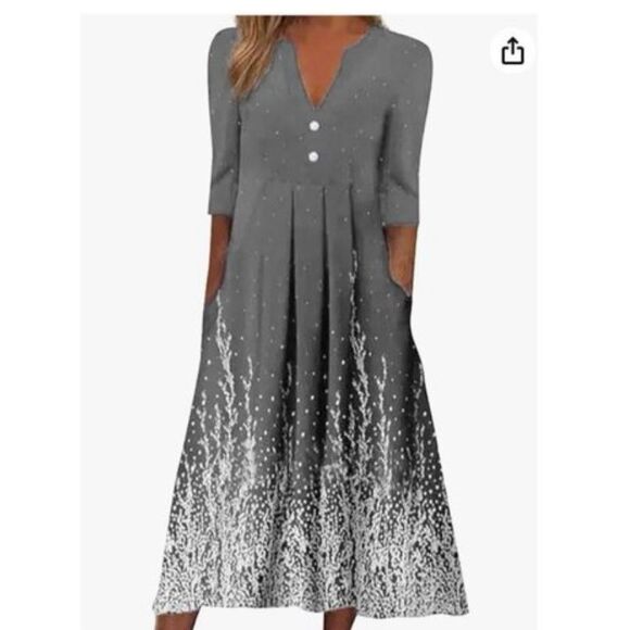 Noracora Dresses & Skirts - Noracora New With Tags Women's Gray Floral Maxi Dress Size M